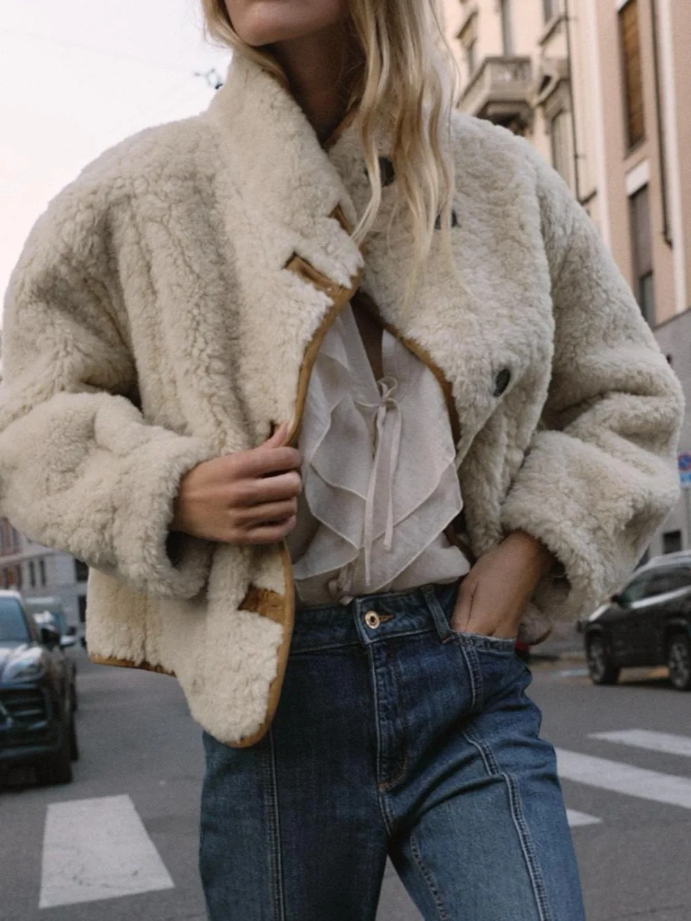 Zara Real Suede Shearling Reversable Jacket in Camel XS - Picture 3 of 10